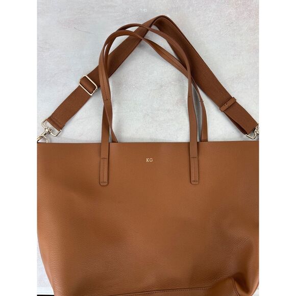 KG Monogram Tote Bag In Cognac Brown Basic Classic Staple Capsule Preppy - Picture 11 of 14